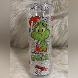 Snowglobe Christmas Grinch Glitter Tumbler 24 oz